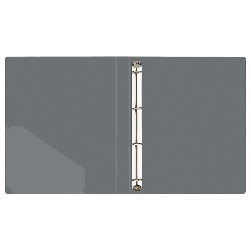 Папка на 4 кольцах СТАММ "Стандарт" А4, 25мм, 700мкм, пластик, серая 