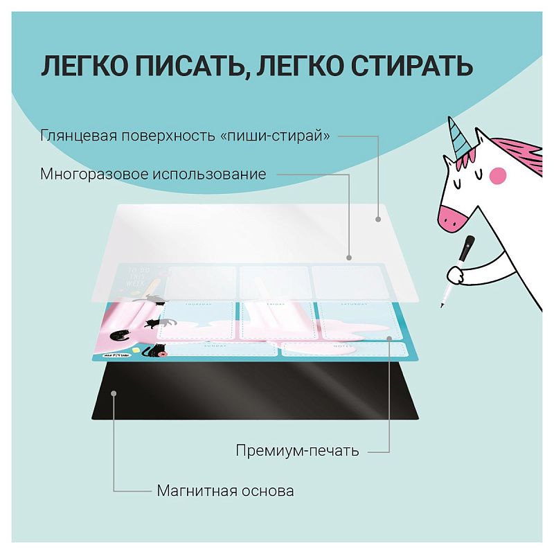 Магнитный планер на неделю MESHU А3, "Ice cream", с маркером