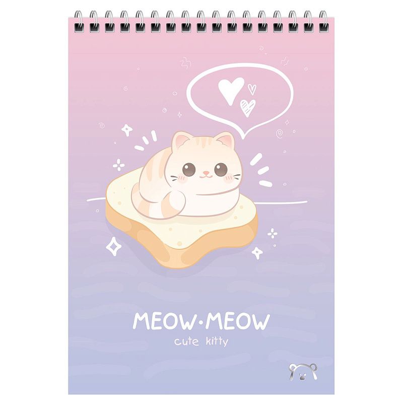 Блокнот А5 60л. на гребне MESHU "Cute kitty", пластиковая обложка