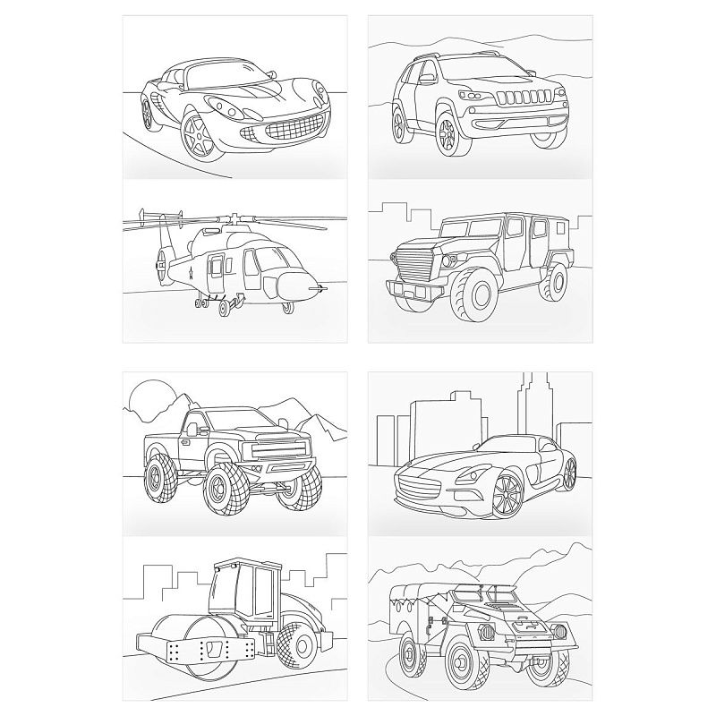 Суперраскраска на склейке А4, 40 стр., ТРИ СОВЫ "Транспорт"