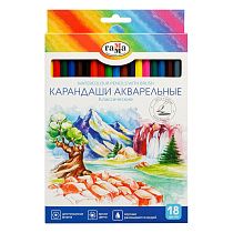 Карандаши акварельные Гамма "Классические", 18цв., шестигранные, заточен., с кистью, картон. упак., европодвес