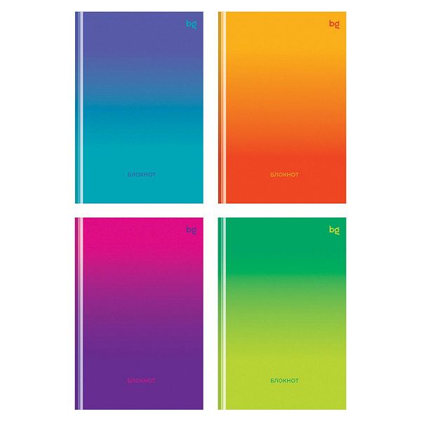 Бизнес-блокнот А6, 64л., евроформат, BG "Bright monocolor", глянцевая ламинация