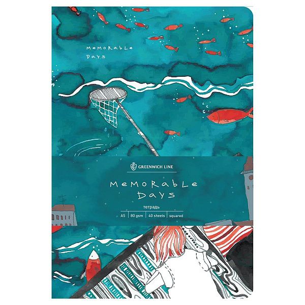 Тетрадь 40л., А5, точка на сшивке Greenwich Line "Memorable day", матовая ламинация, тон. блок 80г/м2