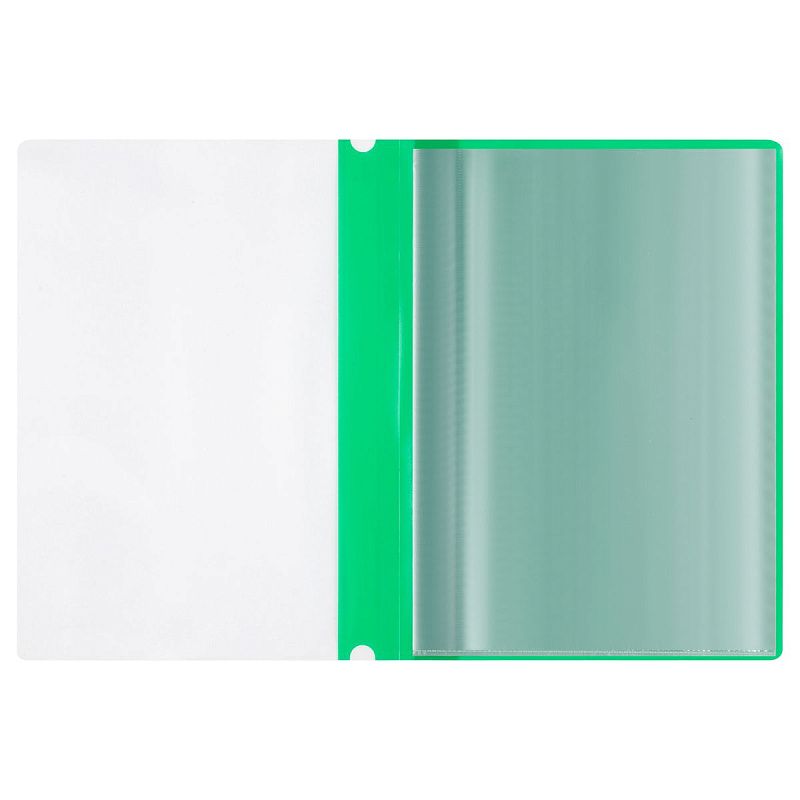 Папка-скоросшиватель с 10 вкладышами СТАММ с перфорацией, А4, 160мкм, пластик, зеленая 