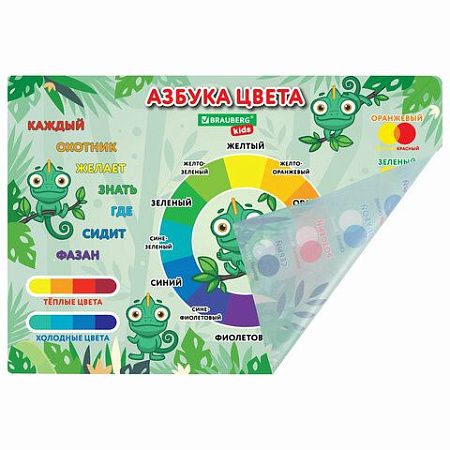 Настольное покрытие BRAUBERG KIDS для труда и творческих занятий, ПВХ, "Color map", 50х35 см, 272360 