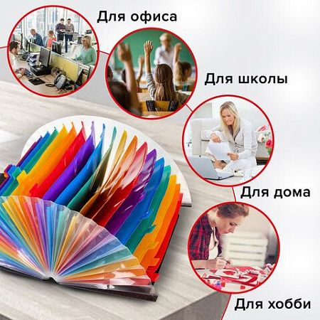 Папка-органайзер для бумаг и документов на резинке, 25 отделений, BRAUBERG DOCS, А4, черная, 271151 