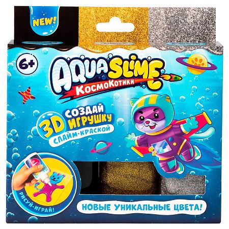 Набор для изготовления фигурок из цветного геля Aqua Slime золото-серебро/розовый-синий