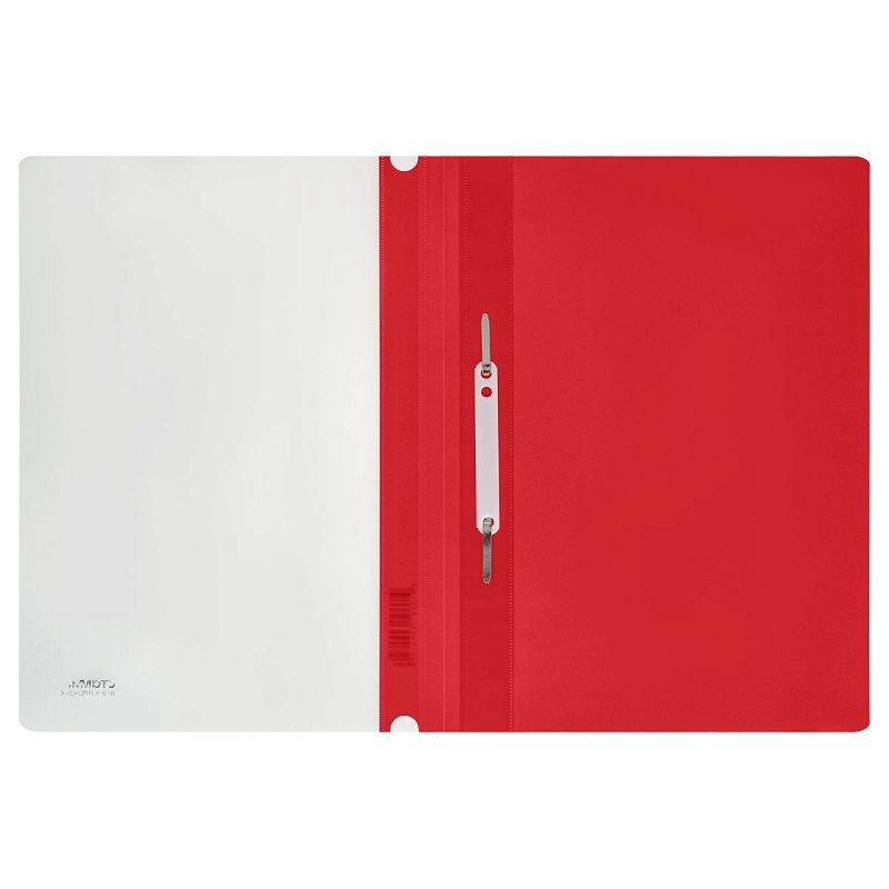 Папка-скоросшиватель пластик. перф. СТАММ А4, 180мкм, красная с прозр. верхом 