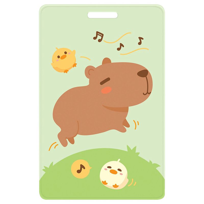 Обложка-карман для карт и пропусков OfficeSpace "Капибара", 95*65мм, ПВХ, ассорти 