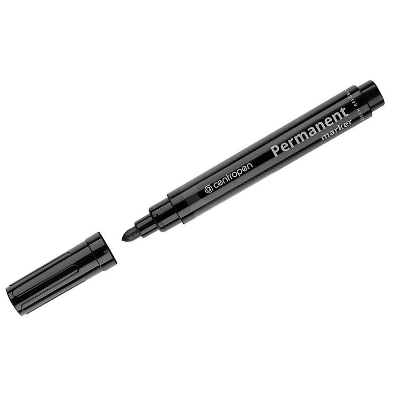 Маркер перманентный Centropen "8566" черный, пулевидный, 2,5мм