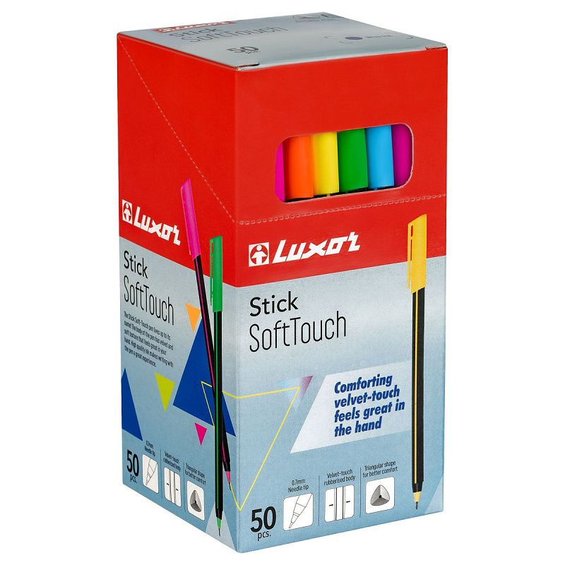 Ручка шариковая Luxor "Stick Soft Touch" синяя, 0,7мм, корпус ассорти 