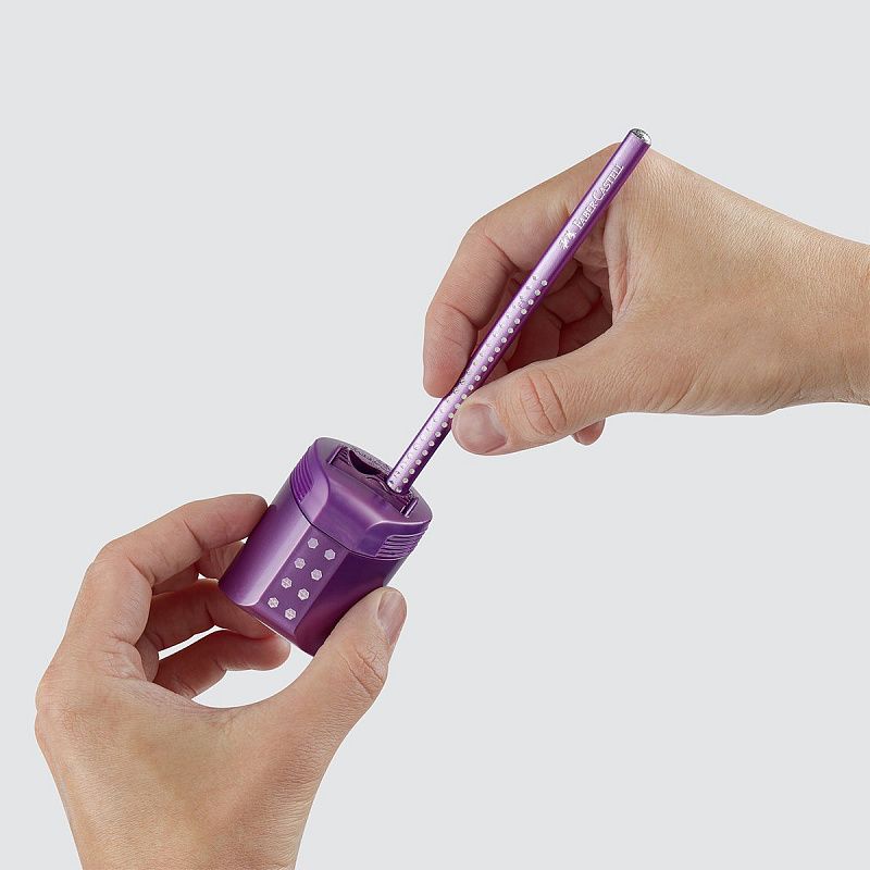 Точилка пластиковая Faber-Castell "Sparkle" 2 отверстия, контейнер, ассорти 