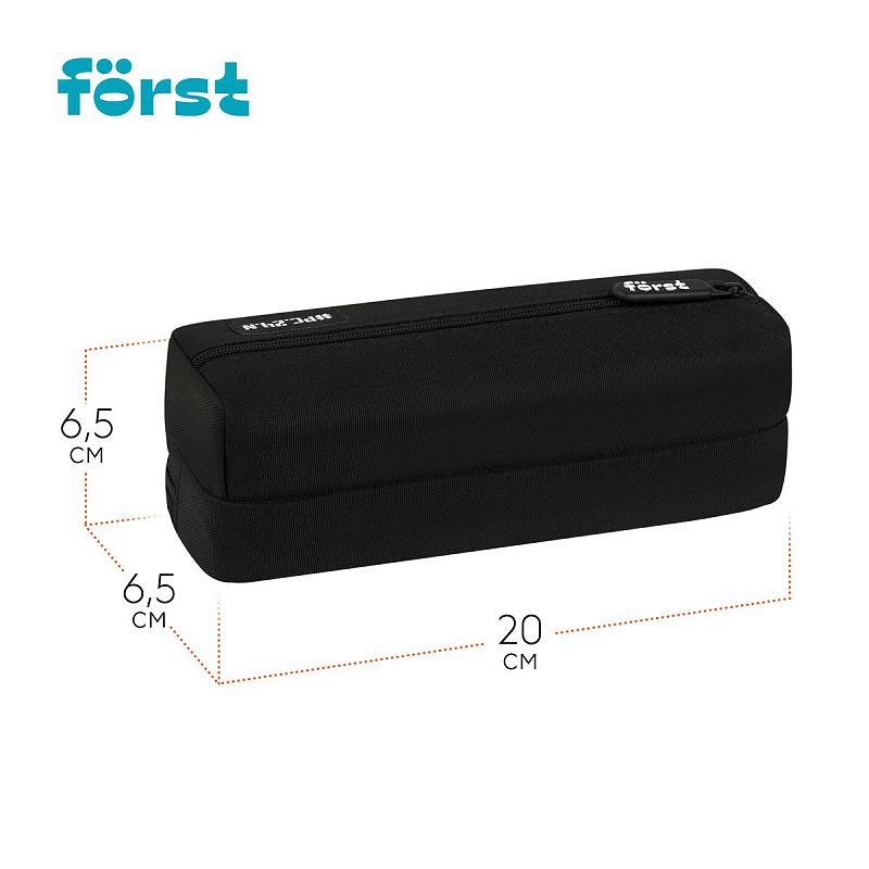 Пенал-косметичка 2 отделения, 200*65*65 Först "Black", полиэстер 