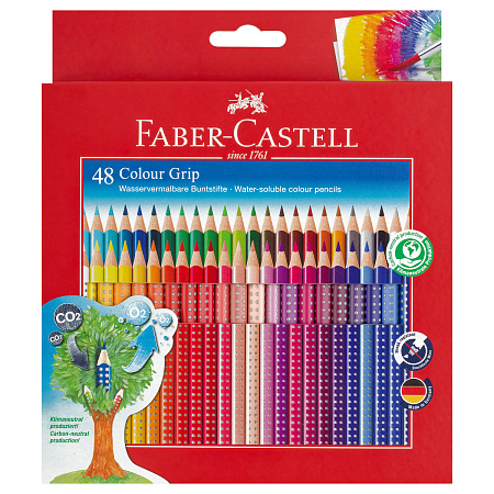 Карандаши цветные Faber-Castell "Grip", 48цв., трехгран., заточен., картон., европодвес