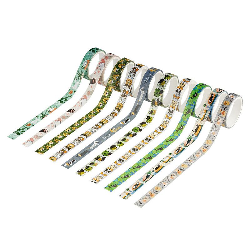 Набор клейких декоративных лент MESHU "Аnimals", 10шт, бумажный бокс