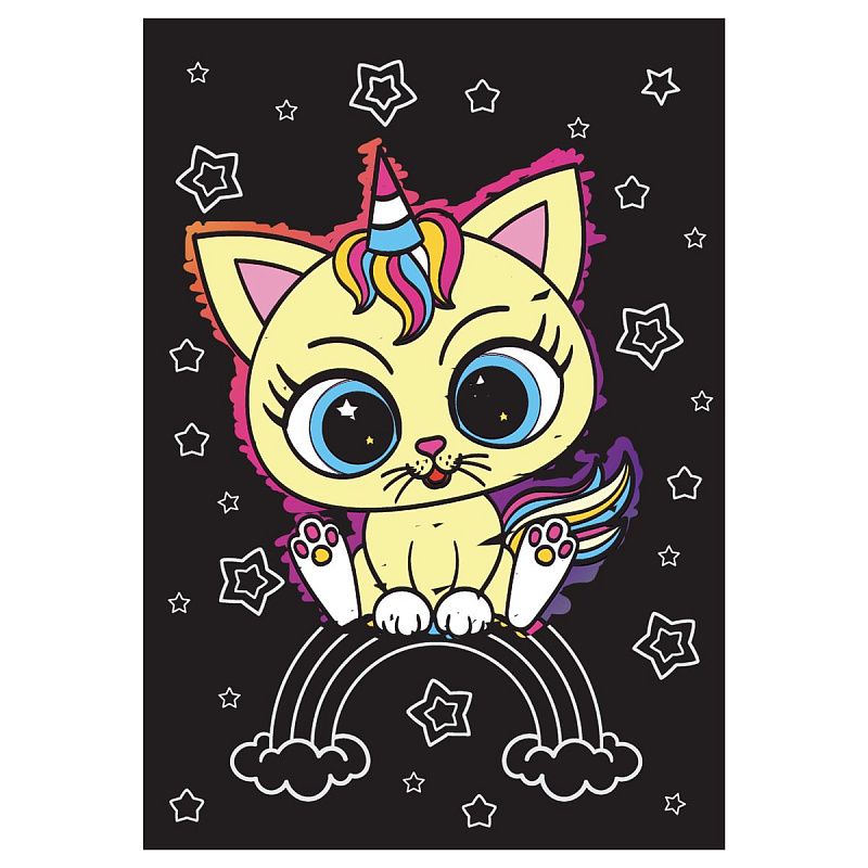 Гравюра Мульти-Пульти "Единороги", А5, разноцветная основа, пакет с европодвесом