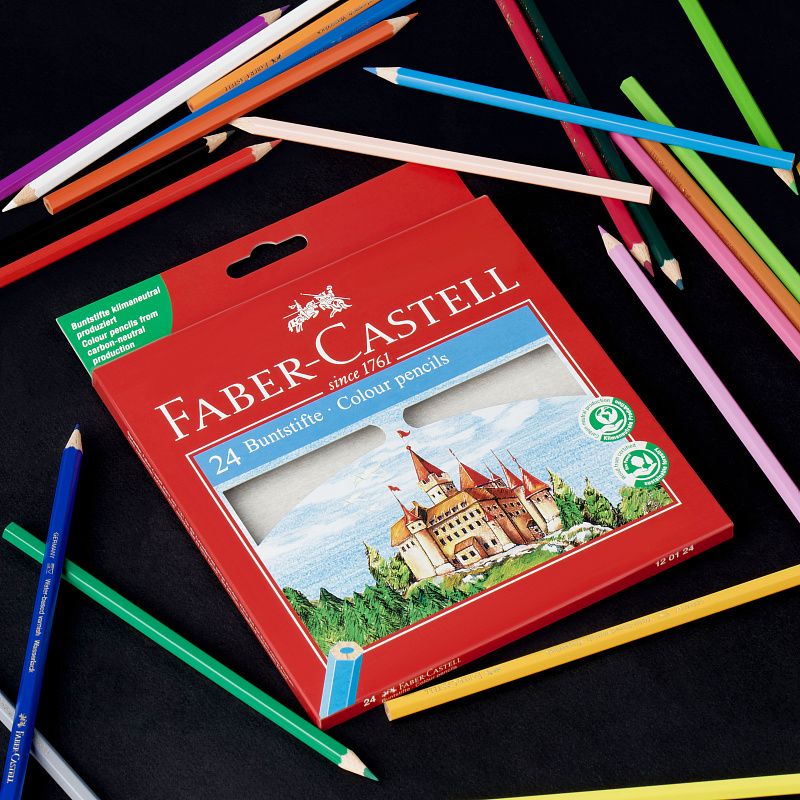 Карандаши цветные Faber-Castell "Замок", 24цв., шестигр., заточ., картон, европодвес