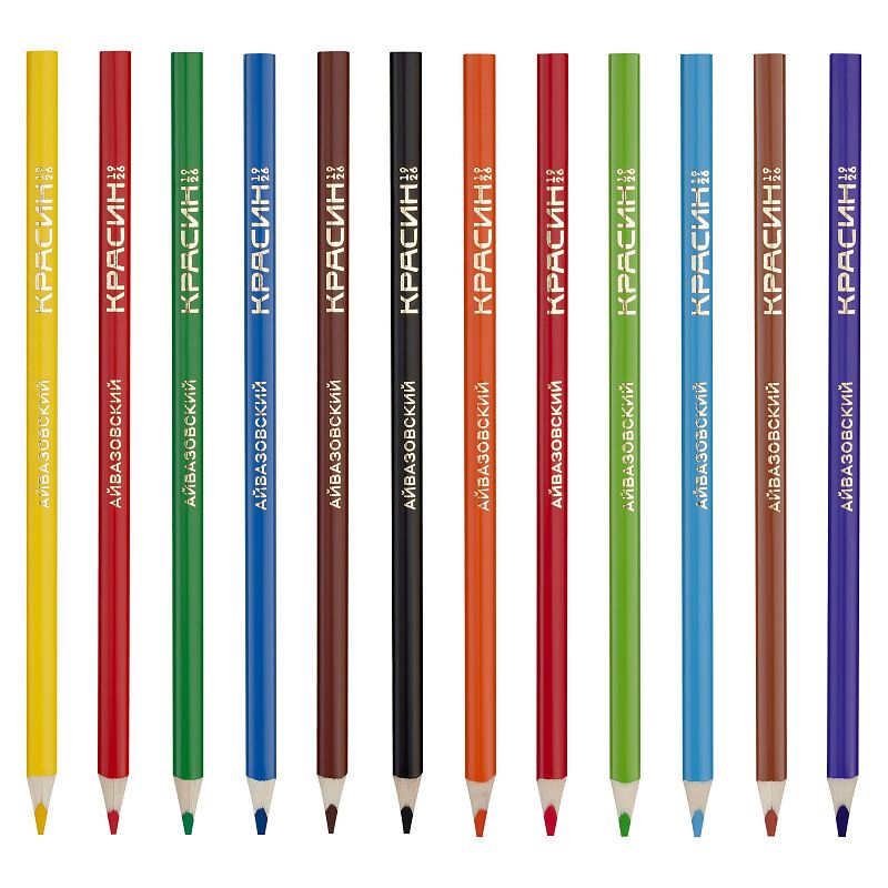 Карандаши акварельные Красин "Айвазовский", 24цв., трехгран., заточен., картон, европодвес