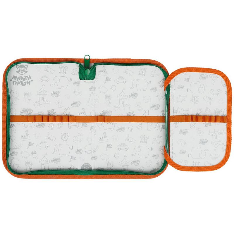 Пенал 1 отделение, 200*130 Мульти-Пульти "Чебурашка", доп. секция, ткань 