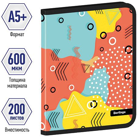 Папка на молнии Berlingo "Memphis" А5+, 600мкм, с рисунком 