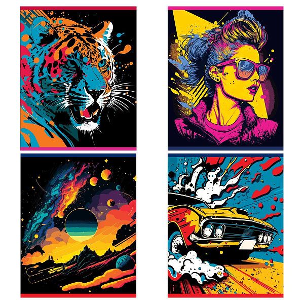 Тетрадь 80л., А5, клетка на гребне BG "Графические плакаты", матовая ламинация, выб. лак