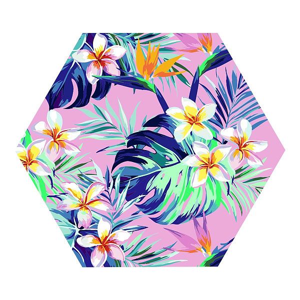 Картина по номерам на фигурном холсте ТРИ СОВЫ "Тропический сад", форма многоугольник, с акриловыми красками и кистями