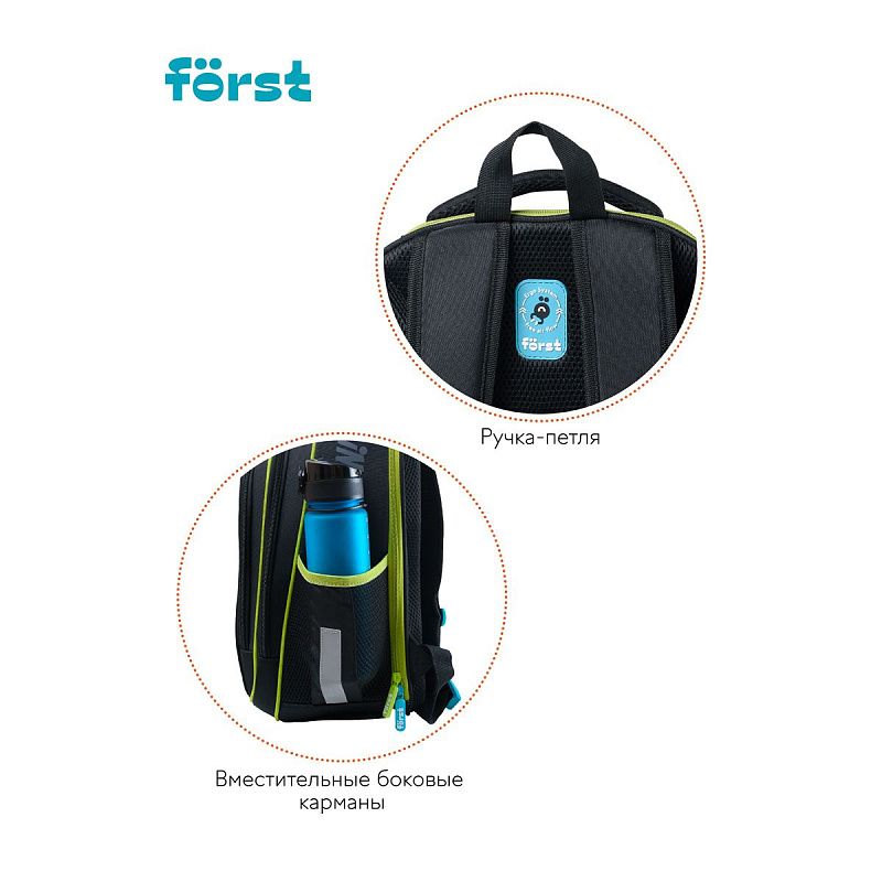 Ранец Först F-BASE "Shark party" 36*29*17см, 3 отделения, 2 кармана, анатомическая спинка 