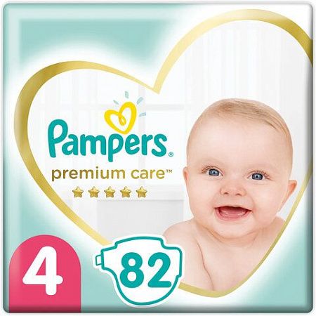 Подгузники 82 шт. PAMPERS (Памперс) Premium Care, размер 4 (9-14 кг), 1210801 