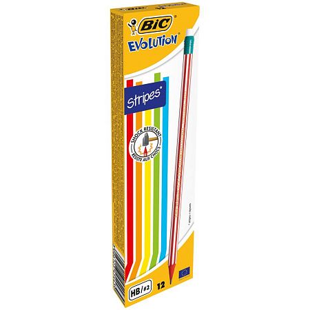 Карандаш ч/г Bic "Evolution Stripes" HB, с ластиком, заточен., пластиковый 