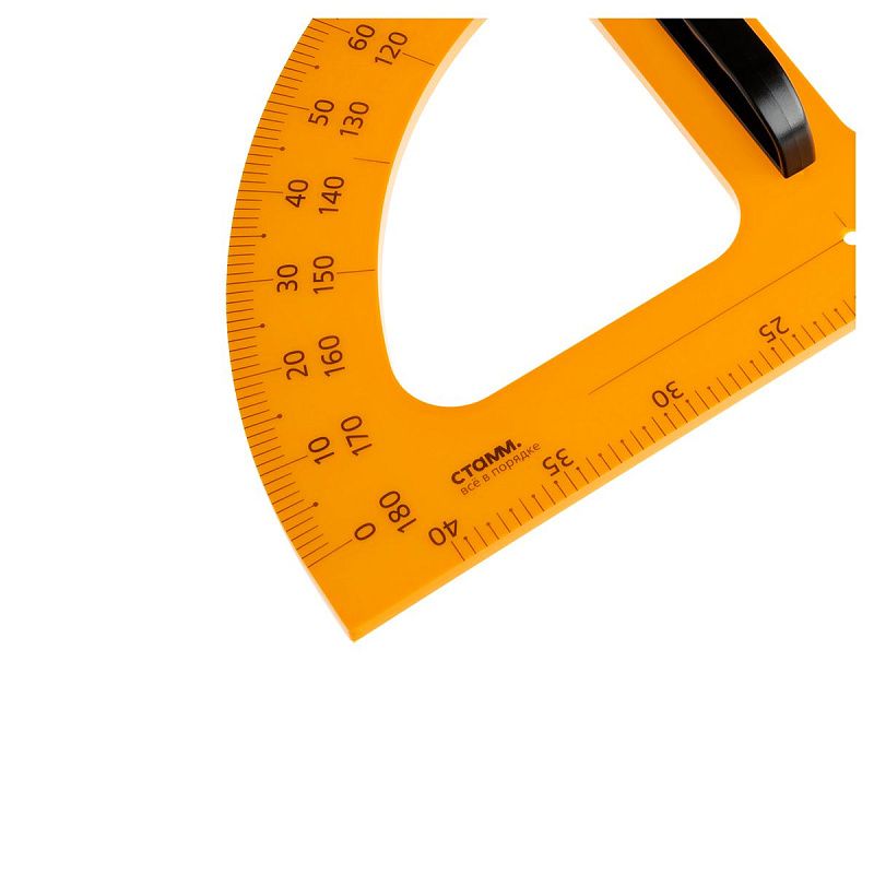 Транспортир для школьной доски СТАММ 50см, 180° СТАММ, пластиковый, желтый, с ручкой 