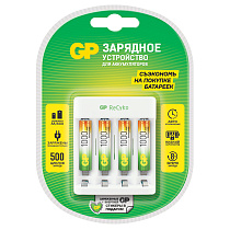 Зарядное устройство GP Е411 + 4шт акк. AAА (HR03) 1000mAh (USB)