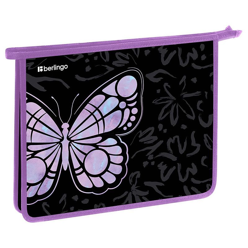 Папка для тетрадей 1 отделение, А5 Berlingo "Butterfly Effect", 240*205*40 мм, пластик, на молнии