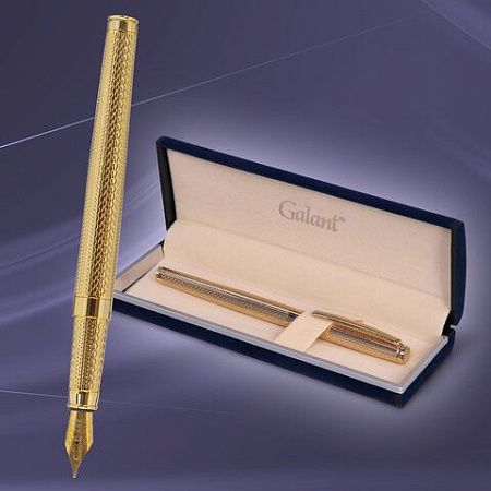 Ручка перьевая GALANT Versus, корпус золотистый, ежедневник недатированный А5 черный, пакет, 880906 