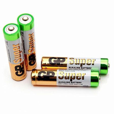 Батарейки КОМПЛЕКТ 4 шт., GP Super, AAA (LR03, 24А), алкалиновые, мизинчиковые, в пленке, 24ARS-2SB4