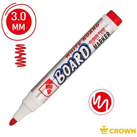 Маркер для белых досок Crown "Multi Board" красный, пулевидный, 3мм 