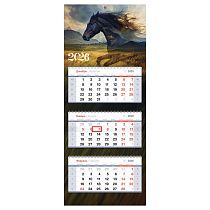 Календарь квартальный 3 бл. на 3 гр., 330*810 мм BG Premium "Свободный дух", с бегунком, 2026г.
