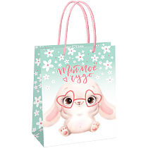 Пакет подарочный 18*23*10см MESHU "Cute rabbit",  матовая ламинация