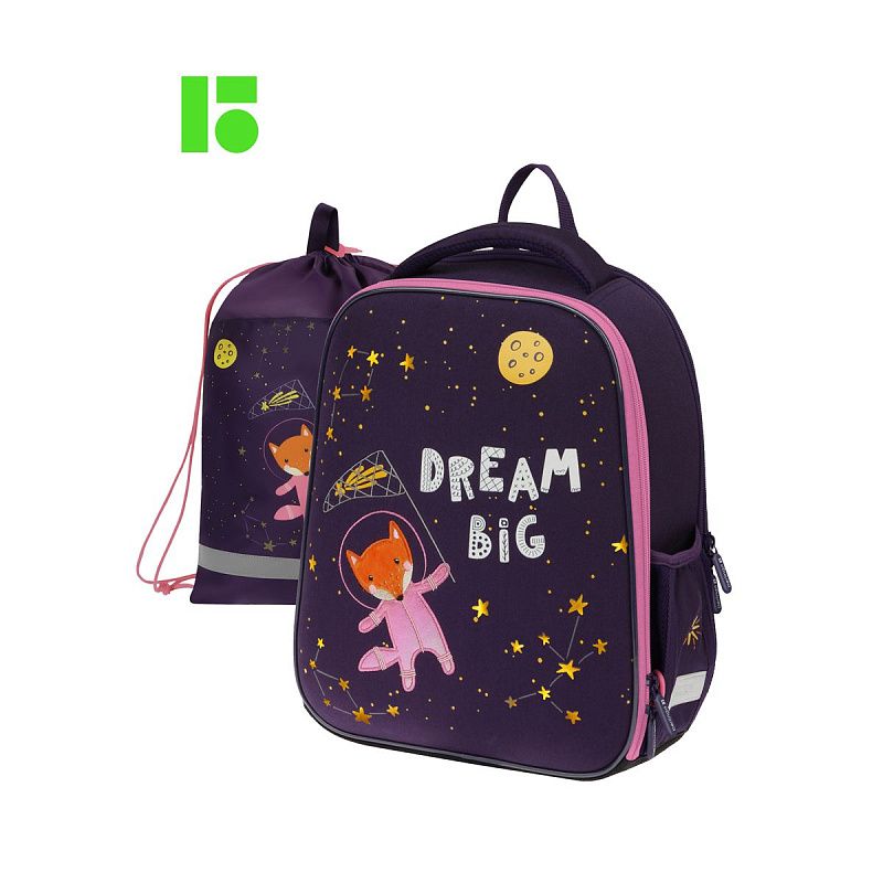 Ранец Berlingo Expert Mini "Fox Dreamer" 36*27*14см, 2 отделения, 2 кармана, анатомическая спинка, мешок для обуви 