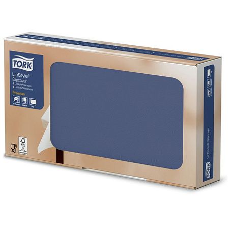 Скатерти одноразовые Tork "LinStyle Slipcover", 80*80 темно-синие, 20шт. 474740 (ПОД ЗАКАЗ)