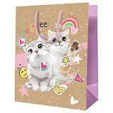 Пакет подарочный 18*23*10см MESHU "Милые котята", крафт