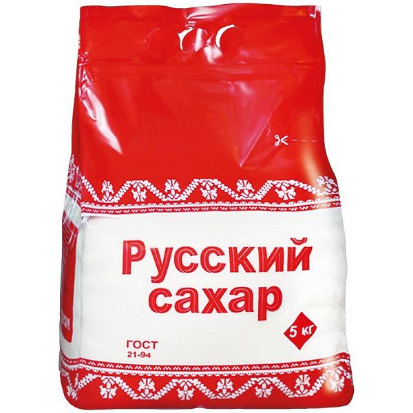 Сахар-песок Русский сахар, 5кг, полиэтиленовый пакет