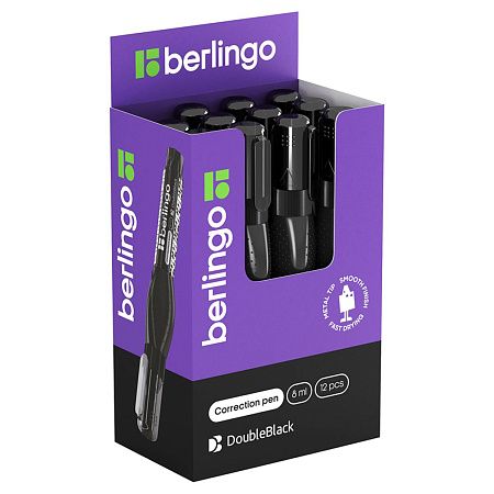 Корректирующий карандаш Berlingo "Double Black", 08мл, металлический наконечник
