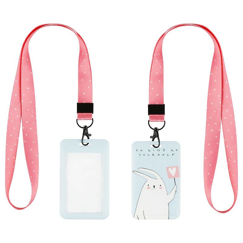 Бейдж вертикальный MESHU "KIND BUNNY", 110*70 мм, лента с карабином, 3D печать, опп пакет с европодвесом