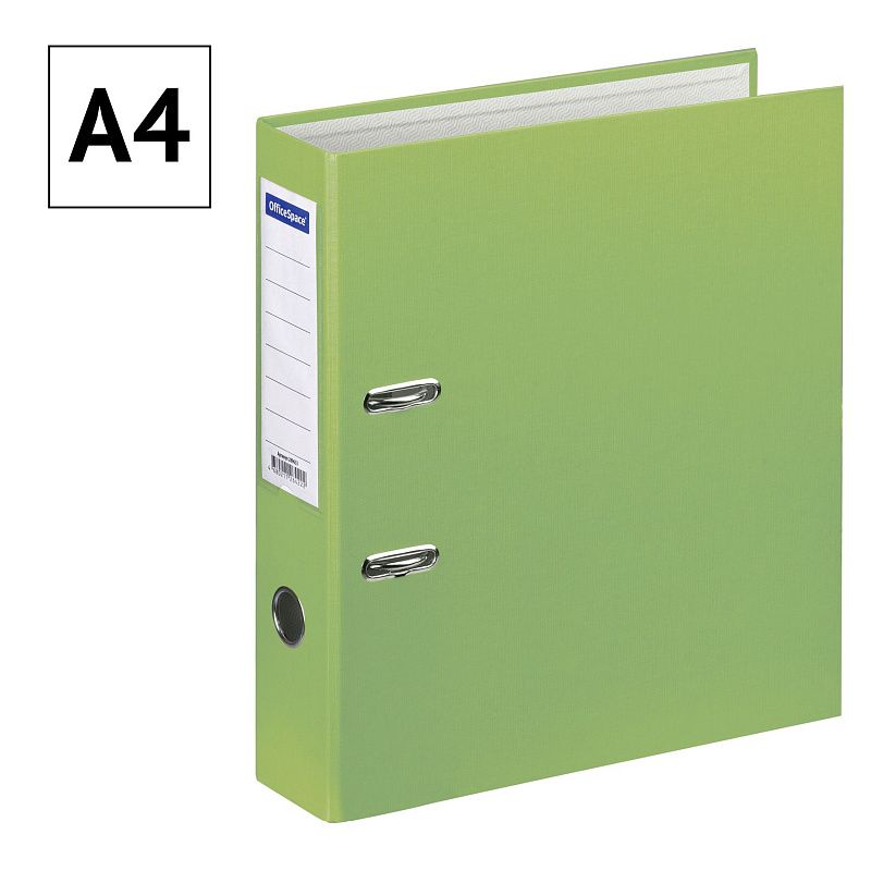 Папка-регистратор OfficeSpace, 70мм, бумвинил, с карманом на корешке, фисташковая 