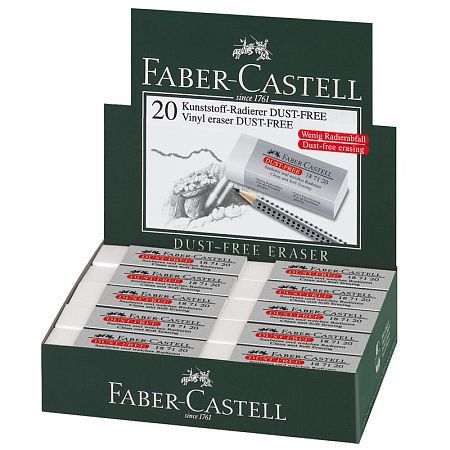 Ластик Faber-Castell "Dust Free", прямоугольный, картонный футляр, 62*21,5*11,5мм 