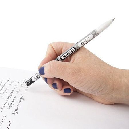 Ручка стираемая гелевая ПИФАГОР, ЧЕРНАЯ, корпус двухцветный, узел 0,5 мм, линия письма 0,35 мм, 142497 