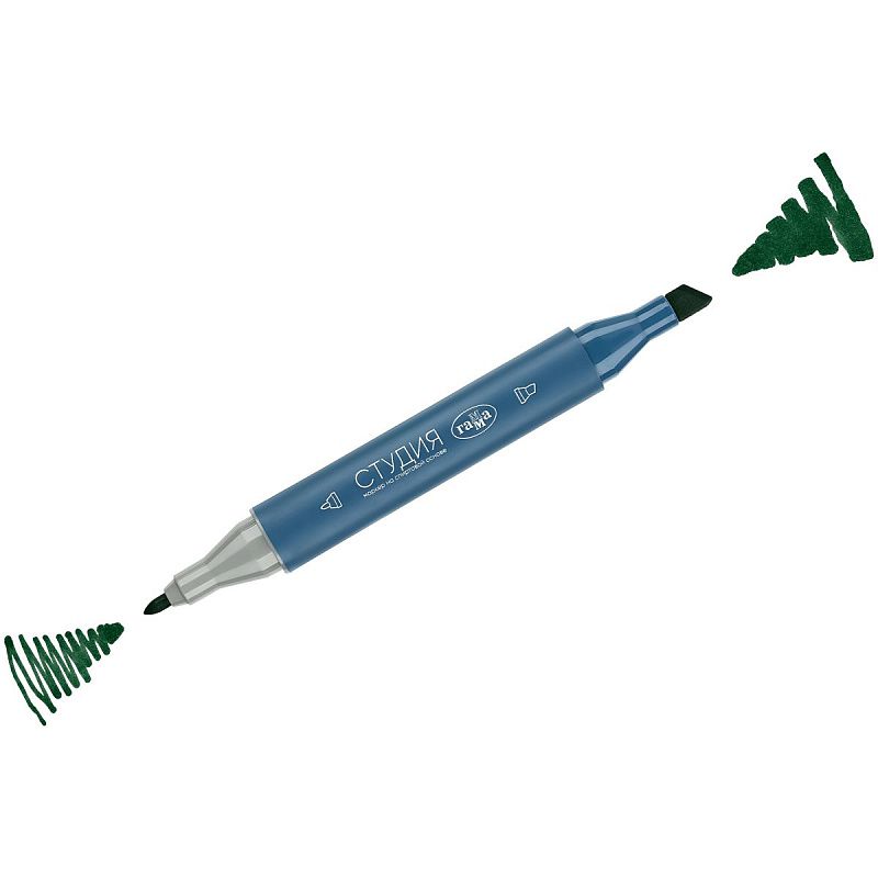 Маркер двусторонний для скетчинга Гамма "Студия", зеленая акация, корпус трехгранный, пулевид./клиновид. наконечники