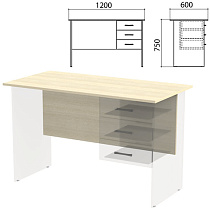 Столешница, царга стола письменного с тумбой "Канц" 1200х600х750 мм), дуб молочный, СК50.15.1