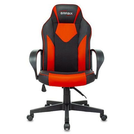 Кресло компьютерное BRABIX "Game GM-017", экокожа/ткань, черное/красное, 532642, GM-017_532642