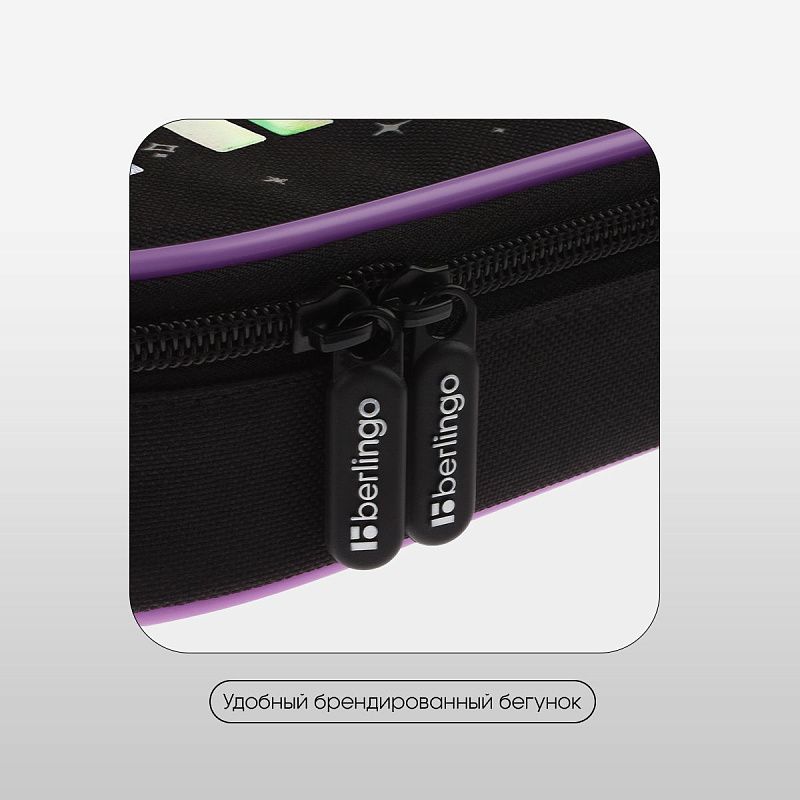 Пенал корпусный 1 отделение, 220*90*45 мм, Berlingo "Purple Magic", полиэстер 